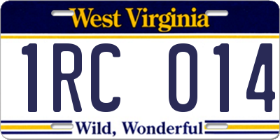 WV license plate 1RC014