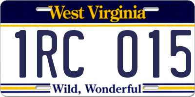 WV license plate 1RC015