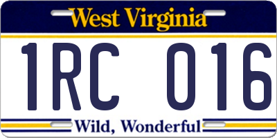 WV license plate 1RC016