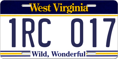 WV license plate 1RC017