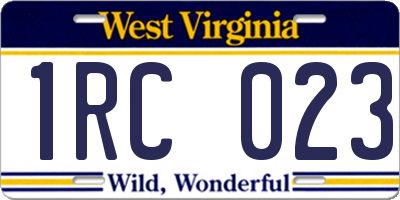 WV license plate 1RC023