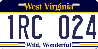 WV license plate 1RC024