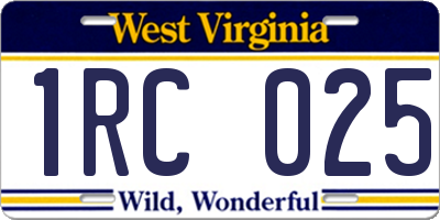 WV license plate 1RC025