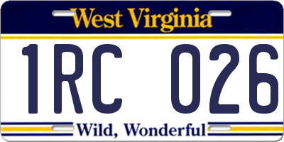 WV license plate 1RC026