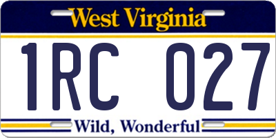 WV license plate 1RC027