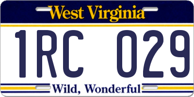 WV license plate 1RC029