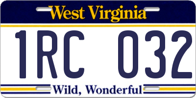 WV license plate 1RC032