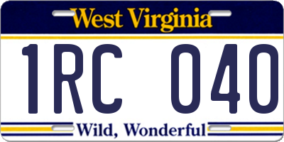 WV license plate 1RC040