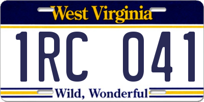 WV license plate 1RC041