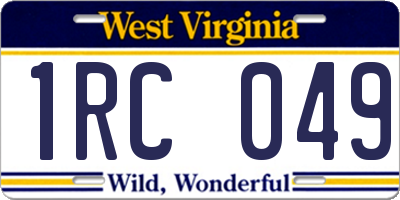 WV license plate 1RC049
