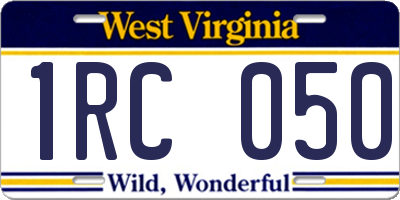 WV license plate 1RC050
