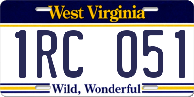 WV license plate 1RC051