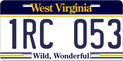 WV license plate 1RC053