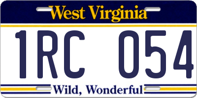 WV license plate 1RC054