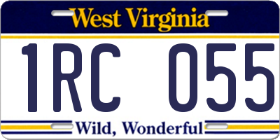 WV license plate 1RC055