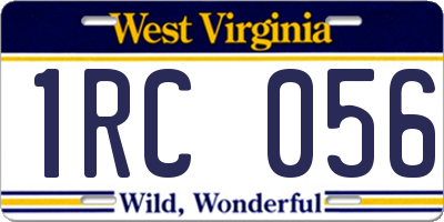 WV license plate 1RC056
