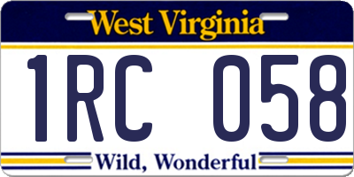 WV license plate 1RC058
