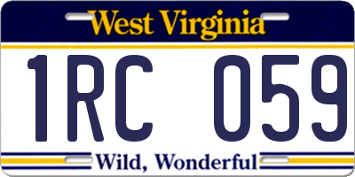 WV license plate 1RC059