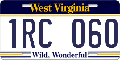 WV license plate 1RC060