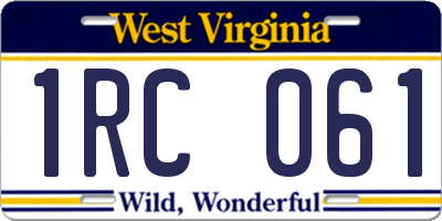 WV license plate 1RC061