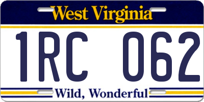 WV license plate 1RC062