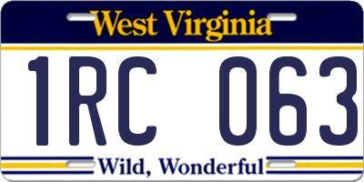 WV license plate 1RC063