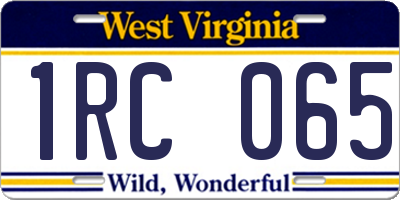WV license plate 1RC065