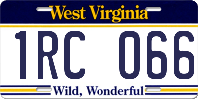 WV license plate 1RC066