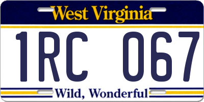 WV license plate 1RC067