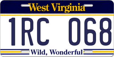 WV license plate 1RC068
