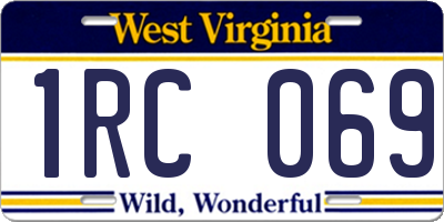 WV license plate 1RC069