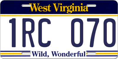 WV license plate 1RC070