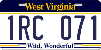 WV license plate 1RC071