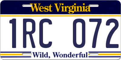 WV license plate 1RC072