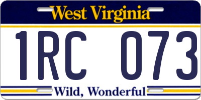 WV license plate 1RC073