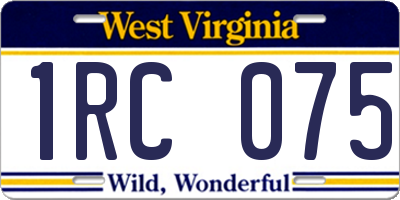 WV license plate 1RC075