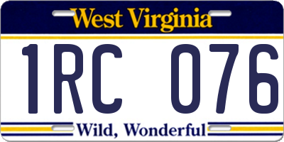 WV license plate 1RC076
