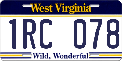 WV license plate 1RC078