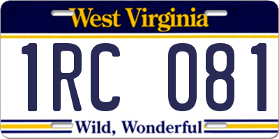 WV license plate 1RC081