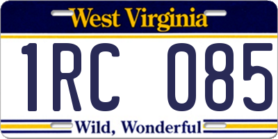 WV license plate 1RC085