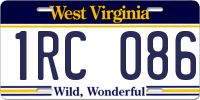 WV license plate 1RC086