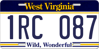 WV license plate 1RC087