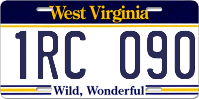 WV license plate 1RC090