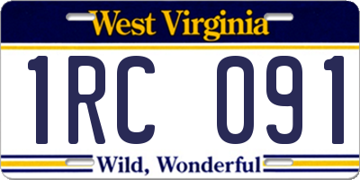 WV license plate 1RC091