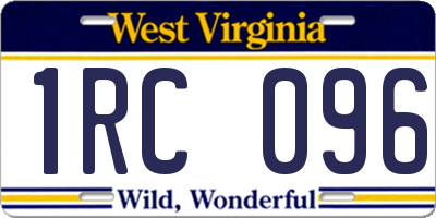 WV license plate 1RC096