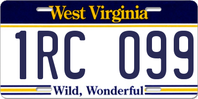 WV license plate 1RC099