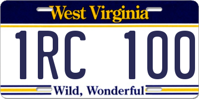 WV license plate 1RC100