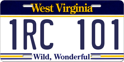 WV license plate 1RC101