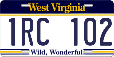 WV license plate 1RC102