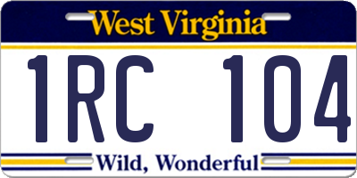 WV license plate 1RC104